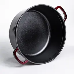 Кокотниця чавунна емальована 6 л, бургунді Yongkang HP-FLG-13 burgundy - мініатюра 5