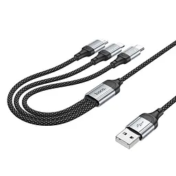 Дата кабель Hoco X102 Fresh 3in1 USB to Lightning + MicroUSB + Type-C (1m) Black - мініатюра 7