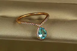 Кільце Xuping Jewelry Попелюшка з блакитним каменем р 18 золотисте - мініатюра 2