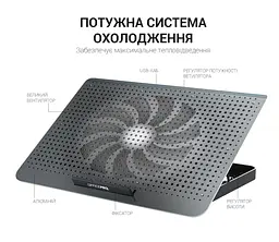 Охолоджувальна підставка для ноутбука до 17 дюймів OfficePro OPCP-500 2xUSB 1xfans - мініатюра 6