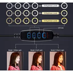Кільцева USB LED лампа Puluz PKT3061B 11.8"+ штатив 1.65 м - мініатюра 3