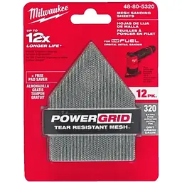 Сітка шліфувальна PG Mesh HL MILWAUKEE, 67х92мм, зерно 320, (12шт+подложка) (для M12 FDSS)