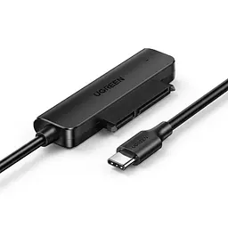 Кабель-адаптер для накопичувачів UGREEN CM321 0,5 м USB-C 3.1 Gen 1 до SATA 3.0 7+15 pin лише для HDD та SSD 2,5″ передавання до 5 Гбіт/с без додаткового живлення з UASP з TRIM з діагностикою S.M.A.R.T. з автоматичним режимом сну для Windows macOS Linux та Chrome OS без встановлення драйверів чорний (70610)