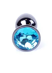 Анальна пробка Jewellery Dark Silver Light Blue - мініатюра 6