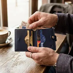 Портмоне вертикальне чоловіче шкіряне SHVIGEL 16220 синій - мініатюра 2