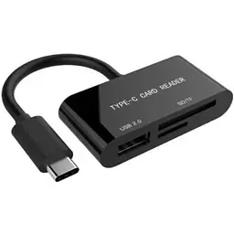 Кардрідер USB Gembird UHB-CR3-02, чорний, Type-C 3.1 - microSD / SD / USB 2.0