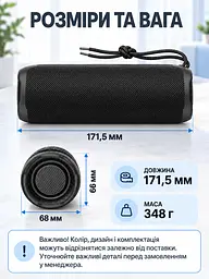 Портативна колонка Bluetooth 5.3 10 Вт акумулятор 1200 мА·год для дому та відпочинку Чорна (37261570) - мініатюра 3