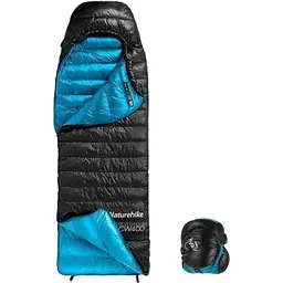 Спальник з натуральним пухом Naturehike CW400 NH18C400-D, p-р L, чорно-блакитний - мініатюра 2