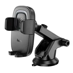 Автотримач з БЗП Hoco HW32 Crown push-type (center console) Black / Metal gray