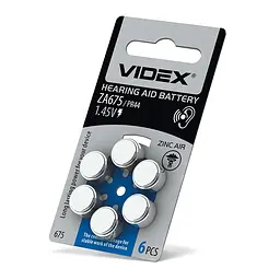 Батарейка повітряно цинкова Videx ZA675 (PR44) BLISTER 6 VIDEX (24219-000) - мініатюра 2
