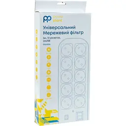 Мережевий фільтр живлення PowerPlant 5м, 10 розеток, USB, євро, 100% мідь (YS-N6065/5) (EX610556) - мініатюра 3