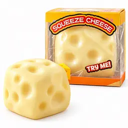  Сквіш Кубик Сиру мʼякий антистрес Squishy Cheese гарно відновлює форму в коробці 5см