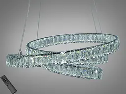 Стильна підвісна LED-люстра з кришталем Diasha D8876/600CH, 92W, пульт, хром, Ø58 см - мініатюра 2