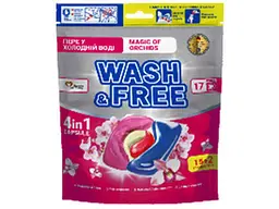 Капсули для прання WASH &amp;FREE 17шт Універсал Магія орхідей 15+2шт (DOYPACK)