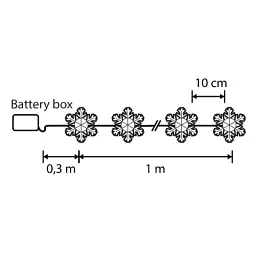 Гірлянда Luca Lighting Сніжинка, струна, 1,3 м, класична біла, 10 LED 2AA, таймер (8720967822874) - мініатюра 2