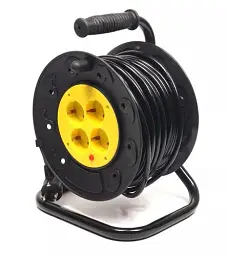 Подовжувач мережевий на котушці PowerPlant, 4 розетки, 25 м, Black, 10A, до 2.5 кВт, 3x1.5 мм² (PPRA10M250S4)
