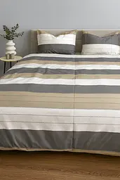 Комплект постільної білизни Ecotton Євро 210х220 см в полоску молочно-сірий (20004АВ) (22293)