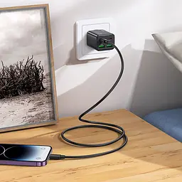 МЗП Hoco N56 Fundador PD30W four-port (2USB-A/2C) + кабель Type-C to Lightning Black - мініатюра 5