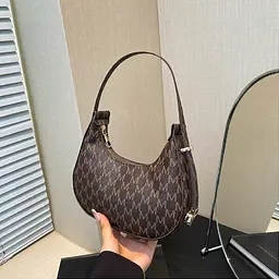 Напівкругла сумка з екошкіри Lilly P2-7056DB темно коричнева - мініатюра 4