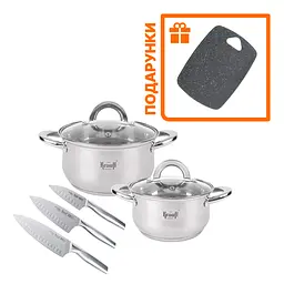 Набір каструль 3.4л, 1.7л Steil та ножів Prime Chef + Дошка обробна Frische - мініатюра 10