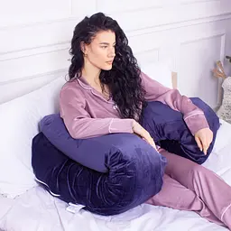 Подушка MirSon для вагітних і відпочинку Velvet Line №8020 U-подібна Navy blue (2200006178521) - мініатюра 5