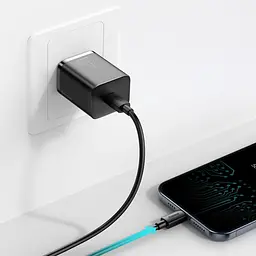 МЗП Baseus Super Si Quick Charger 20W (1USB-C) + кабель Type-C to Lightning (TZCCSUP-B) Чорний - мініатюра 5