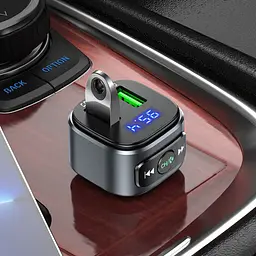 АЗП з FM-модулятором HOCO E67 Fighter QC3.0 18W car BT FM transmitter Black - мініатюра 7