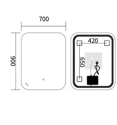 Дзеркало Mixxus Premium DIVERSE MR15-90x70-REVERSE (LED Touch, Anti-fog (3-6,5kK)) (MP6639) - мініатюра 6