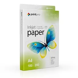 Фотопапір PrintPro глянсовий 200г/м2 A4 100арк (PGE200100A4)