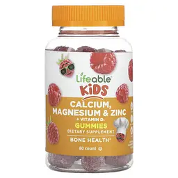 Кальций для детей Kids Calcium, Magnesium & Zinc + Vitamin D3 60 жевательных конфет Lifeable vit0005771