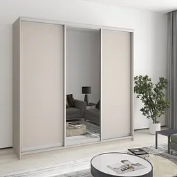 Шафа-купе тридверна MebelStar Стандарт AL 2ДСП/Дзеркало 210x60x240 см Кашемір (MBS-1552)