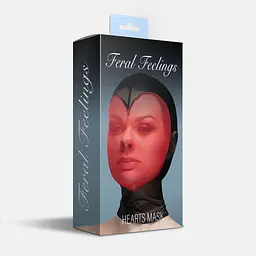 Маска серце сітка із повністю закритим обличчям Feral Feelings - Hearts Mask Black/Red - мініатюра 2