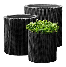 Горщик для квітів Keter 39 л Cylinder Planter Large сірий - мініатюра 3