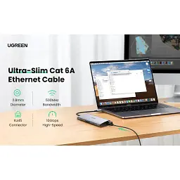 Патч-корд 1.5м, U/UTP CAT 6A Copper Ethernet Cable тонкий(діаметр 2.8мм) NW122 Black Ugreen (70333) - мініатюра 4