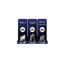 Дата кабель USB 2.0 AM to Lightning + Micro 5P + Type-C magnetic black Denmen (DN-D09E-BK) - мініатюра 5