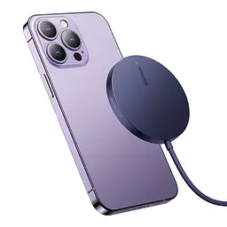 Бездротовий зарядний пристрій Baseus Simple Mini3 Magnetic Wireless Charger 15W Dusty Purple (CCJJ040205) - мініатюра 3
