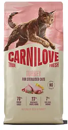 Сухий беззерновий корм Carnilove True Fresh Turkey Sterilised для стерилізованих котів індичка 6 кг