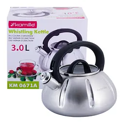 Чайник Kamille, зі свистком та скляною кришкою, нержавіюча сталь, 3 л (KM-0671A) - мініатюра 4