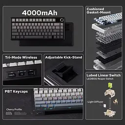Ігрова механічна клавіатура Aula F75 Max / Три режими підключення / LEOBOG Reaper Switch, Чорний - мініатюра 10