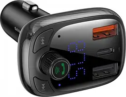 Автомобільний FM-модулятор Baseus T-Typed Bluetooth CCTM-B01 (2USB/1Type-C/36W) Чорний - мініатюра 2