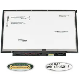 Матриця 14.0 B140HAN01.8 (1920*1080 30pin(eDP IPS) LED SLIM (без планок та вушок) матова роз'єм праворуч знизу) для ноутбука