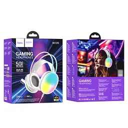 Навушники накладні Hoco W109 ігрові з LED підсвічуванням Jack 3.5 білий - мініатюра 6