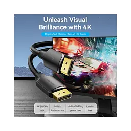 Кабель мультимедійний DisplayPort M to DisplayPort M 1.0m 4K black Vention (HAKBF) - мініатюра 2