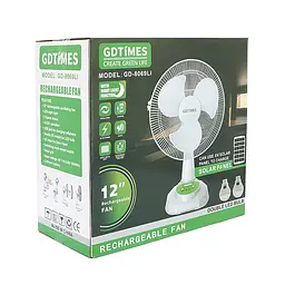 Вентилятор GDTIMES GD 8069LI, 12", Solar+ вбудований акумулятор, 2*USB лампочки, Box - мініатюра 2