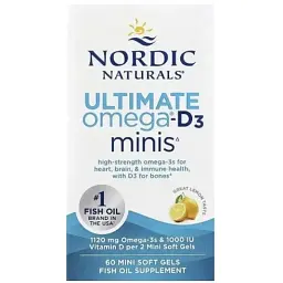 Витаминно-минеральный комплекс Nordic Naturals Омега-3 и витамин D3, 1120 мг и 25 мкг (1000 МЕ), вкус лимона, Ultimate Omega (NOR-06105)