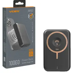 Повербанк з бездротовою зарядкою 10000mAh Videx VPB-W102 PD20W Grey (VPB-W102-G)