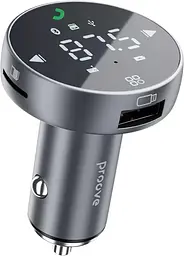Автомобільний зарядний пристрій Proove FM Launcher Sound Sync 30W (PD+QC3.0) Type-C+USB gray (FMSS30110003)