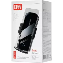 Універсальний автотримач ColorWay FlameGrip, автозажим, Wireless Charger 15W Black (CW-CHAW070Q-BK) - мініатюра 4