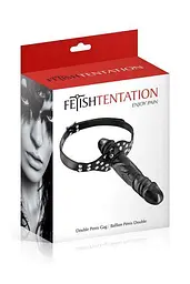 Кляп з подвійним фалоімітатором Fetish Tentation Double Penis Gag Black - мініатюра 2