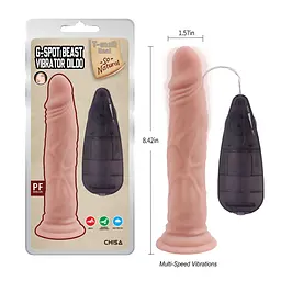 Вібратор Chisa T-skin ReaL G-Spot Beast Vibrator Dildo 21.4 см тілесний - мініатюра 3